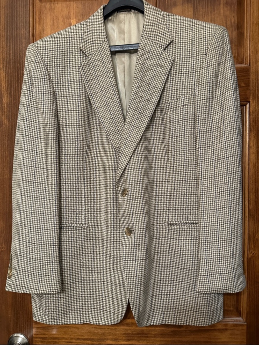 Men's Tan & Brown Houndstooth Sport Coat - Classic Notch Lapel